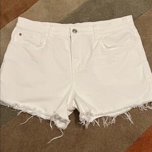 Hudson Jeans White Denim Frayed Hem Jean Shorts Size 30